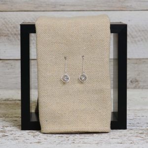 Cage CZ Ball Drop Silver Earring
