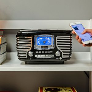 Corsair Retro Radio and CD Player With Stereo Bluetooth Speakers – Black