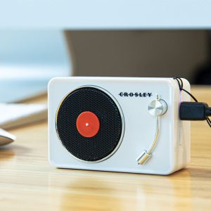 Mini Turntable Retro Portable Bluetooth Speaker – White