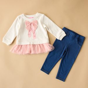 Toddler Ballet Shoe Applique Top and Jegging Set