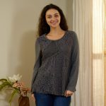 Gray Mix Media Patchwork Top