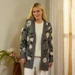 Gray and Black Intarsia Cardigan