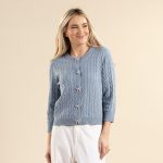 Blue Fine Gauge Bow Detail Cardigan
