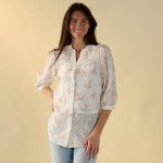Embroidered Puff Sleeve White Top