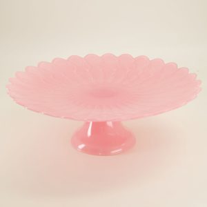 Glass Pink Flower Cake Stand