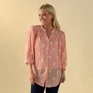 Coral Shell Embroidered Top
