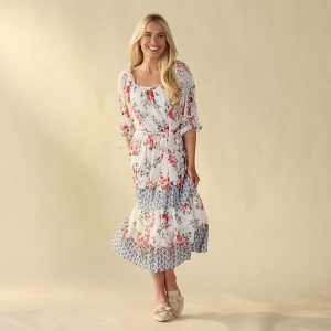 Border Print Floral Dress