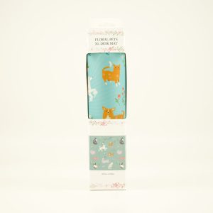 XL Flower and Pets Print Desk Mat