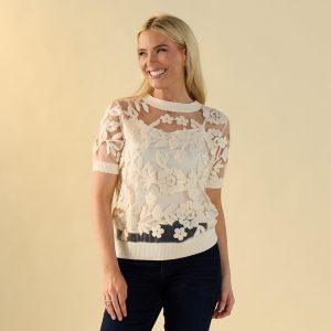 Floral Netting Ivory Sweater