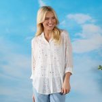 Embroidered Flower White Shirt