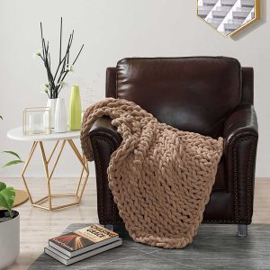 Chenille Knitted Throw – Mink