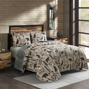 Reversible Forest Weave 3 Piece Quilt Set – King
